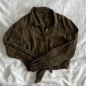 Cropped flannel shirt